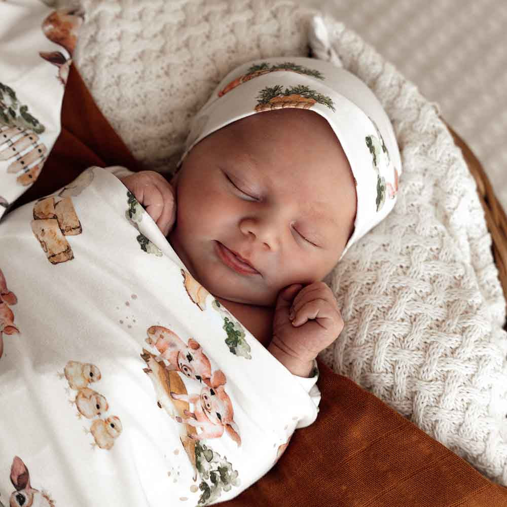 Farm Organic Jersey Wrap & Beanie Set