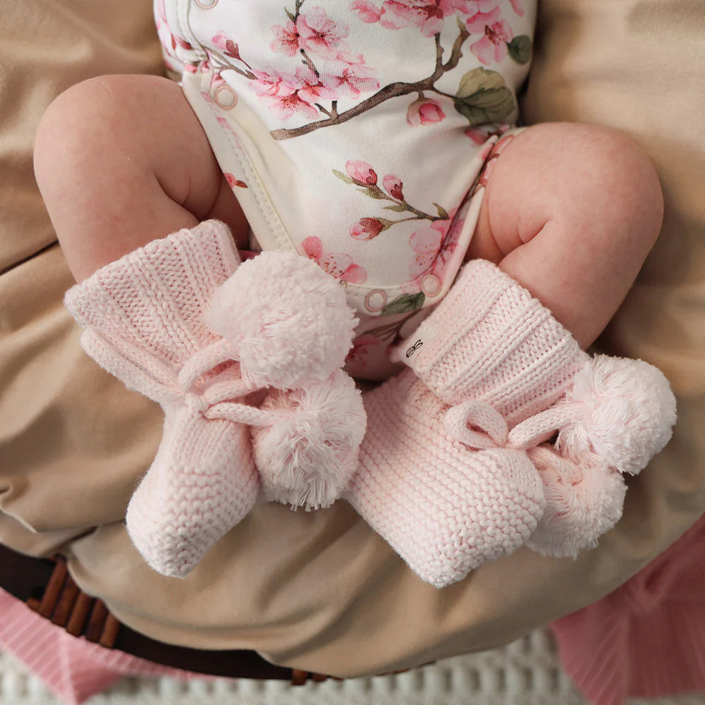 Blush Pink Organic Cotton Knit Booties