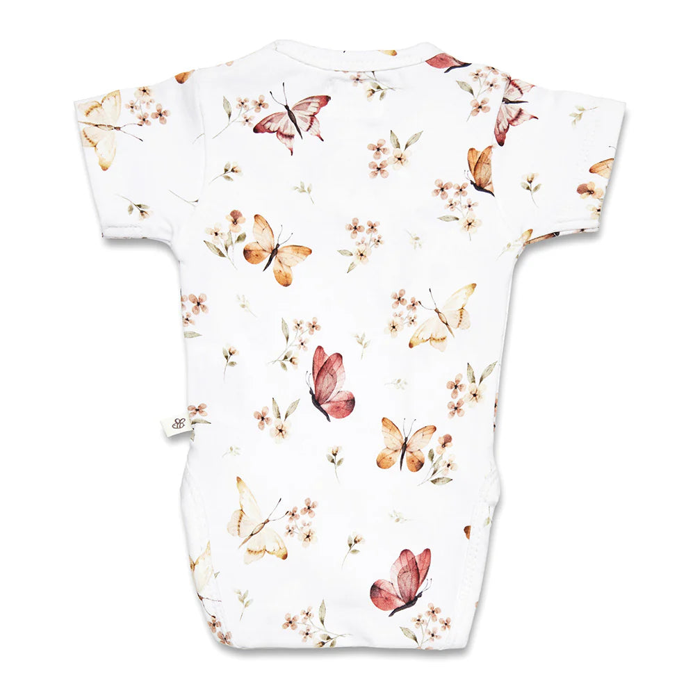 Butterfly Short Sleeve Organic Kimono Bodysuit