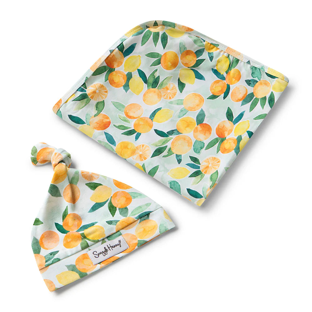 Citrus Squeeze Organic Jersey Wrap & Beanie Set