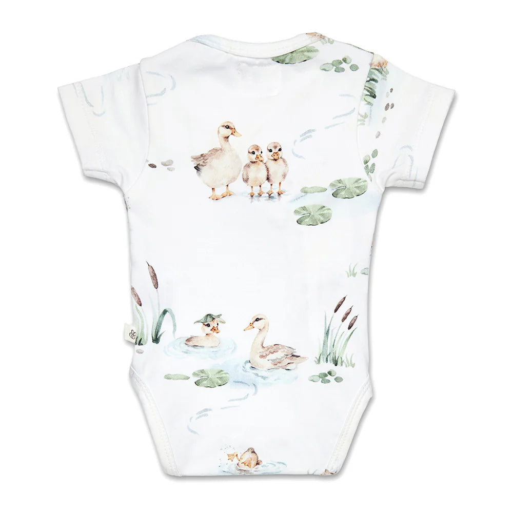 Duck Pond Short Sleeve Organic Kimono Bodysuit