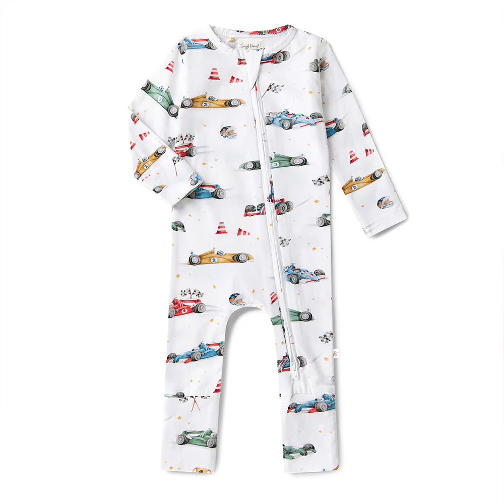 Little Racers Organic Snugglesuit Convertible Romper