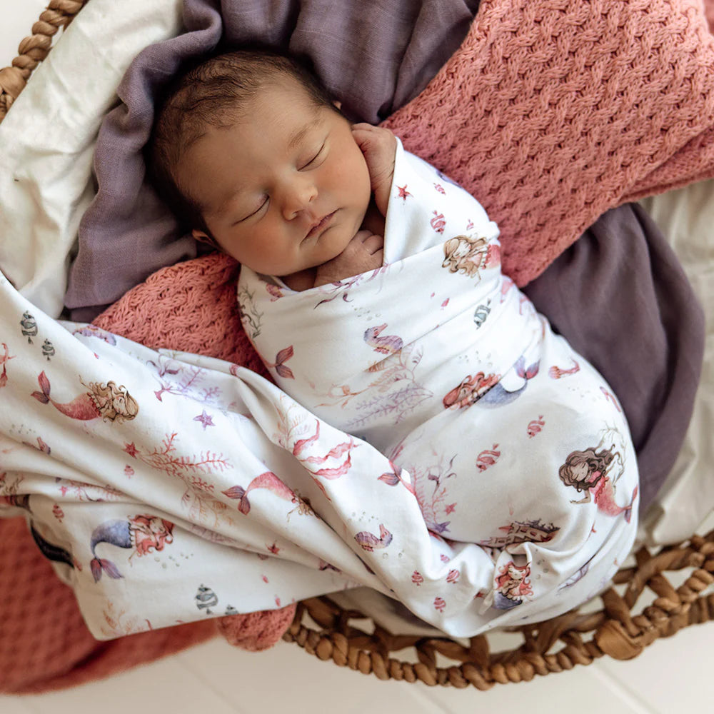 Mermaid Organic Jersey Wrap & Topknot Set