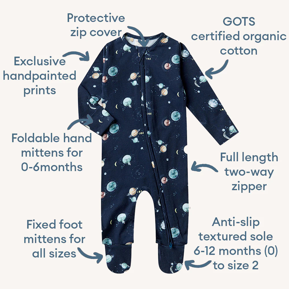 Milky Way Organic Snuggle Sleepsuit Zip Footie
