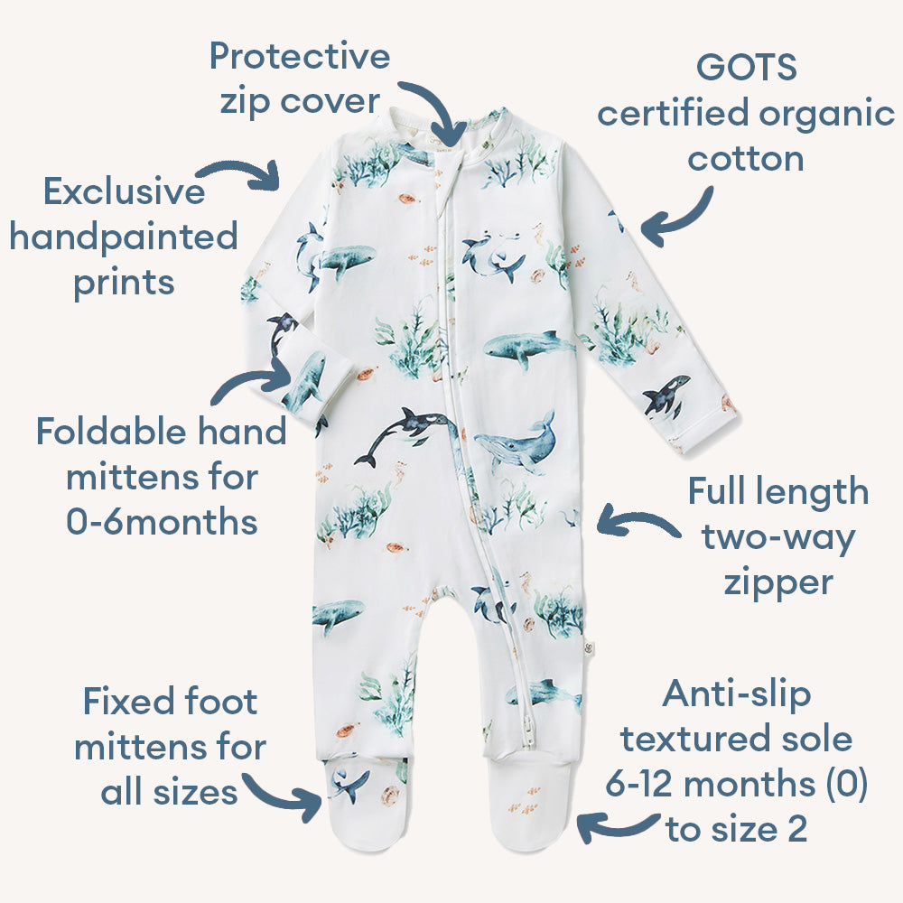 Ocean Organic Snuggle Sleepsuit Zip Footie