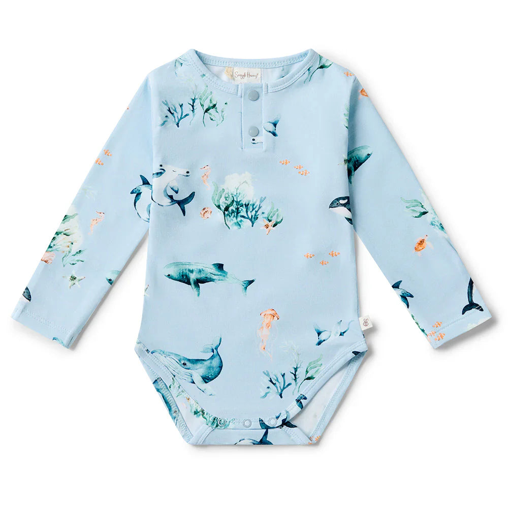 Blue Ocean Long Sleeve Organic Bodysuit