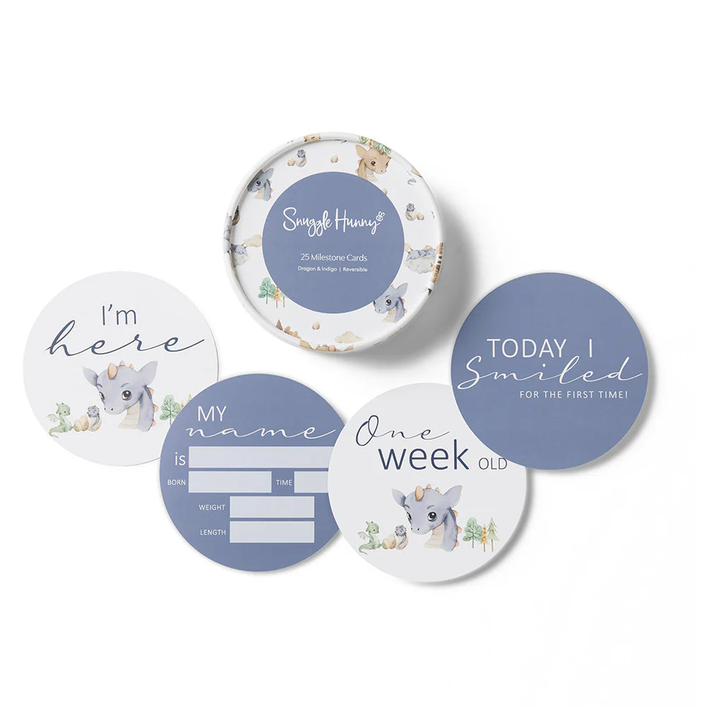 Dragon & Indigo Reversible Milestone Cards – Bloom Baby Collective
