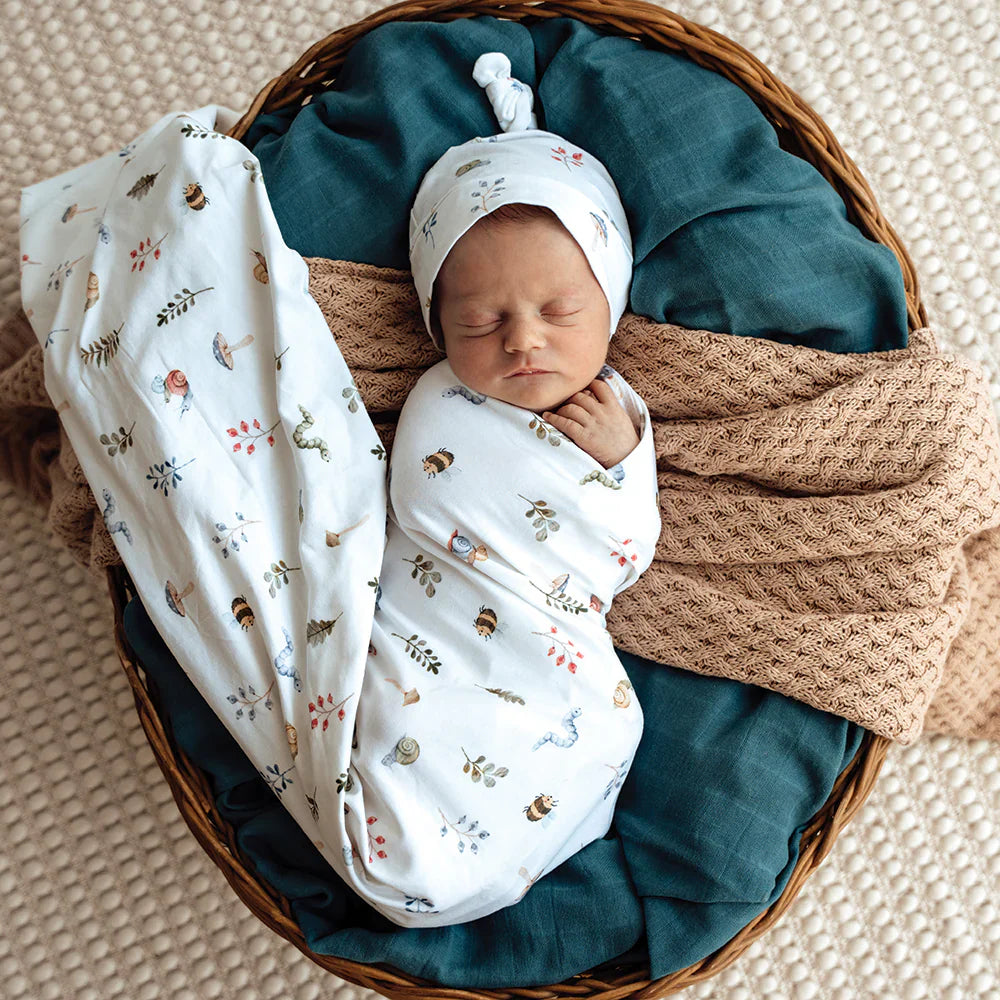 Garden Friends Organic Jersey Wrap & Beanie Set