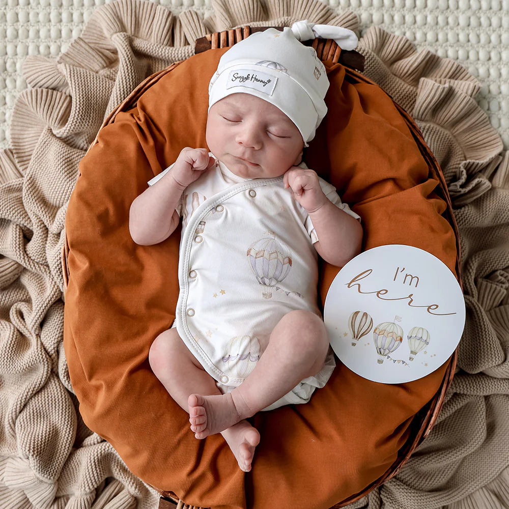 Up & Away Short Sleeve Organic Kimono Bodysuit