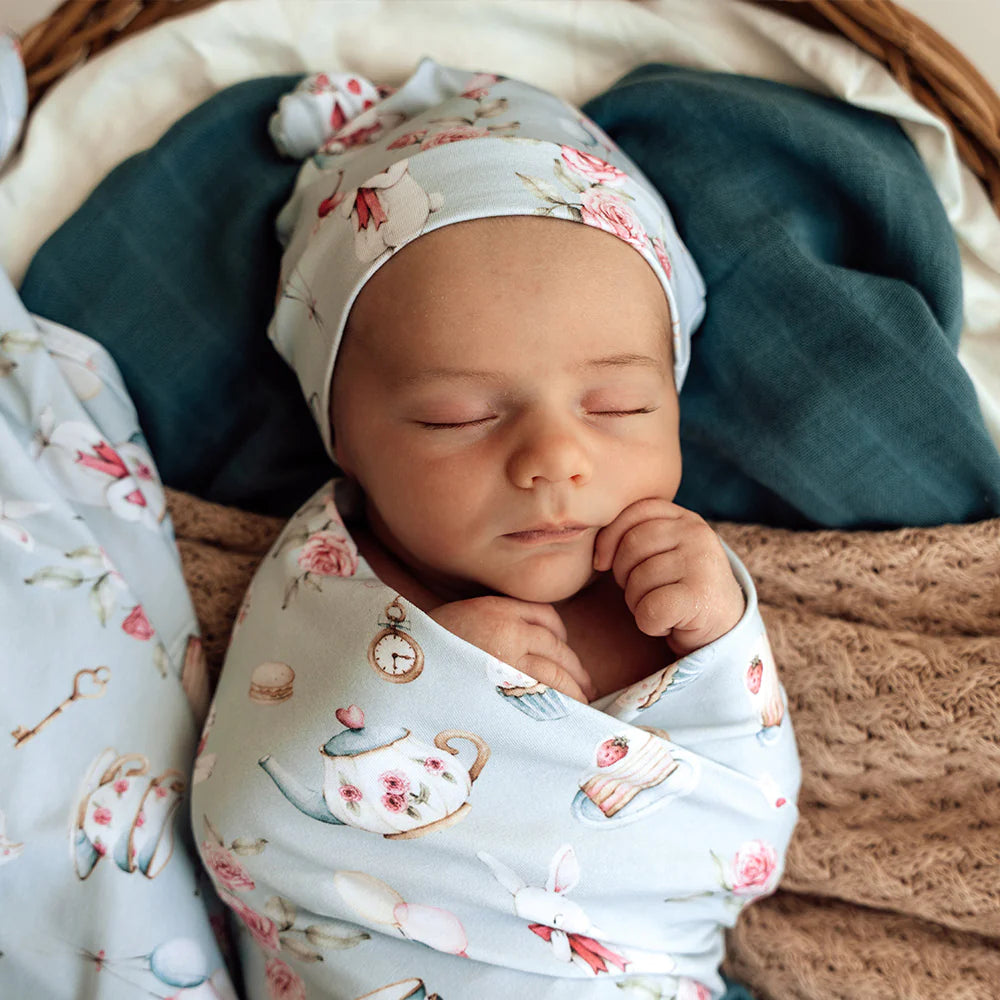 White Rabbit Organic Jersey Wrap & Beanie Set