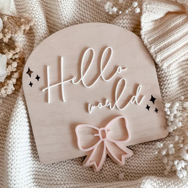 Hello World Bow Announcement Sign