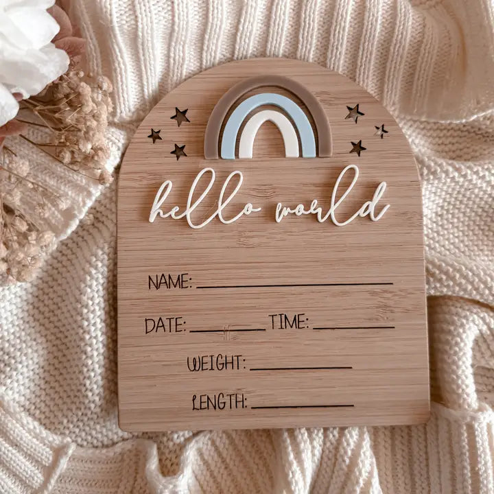 Rainbow Writeable Birth Announcement Sign
