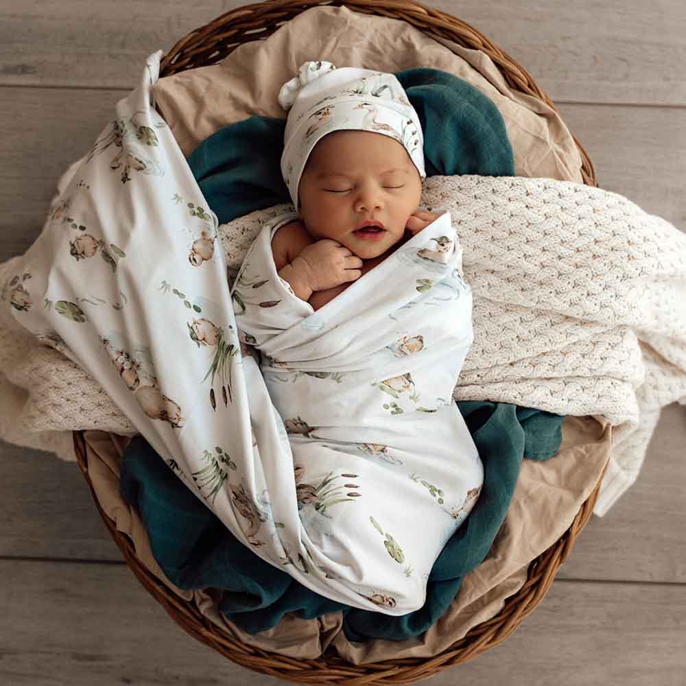 Duck Pond Organic Jersey Wrap & Beanie Set