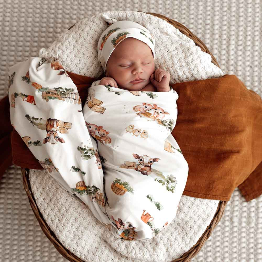 Farm Organic Jersey Wrap &amp; Beanie Set