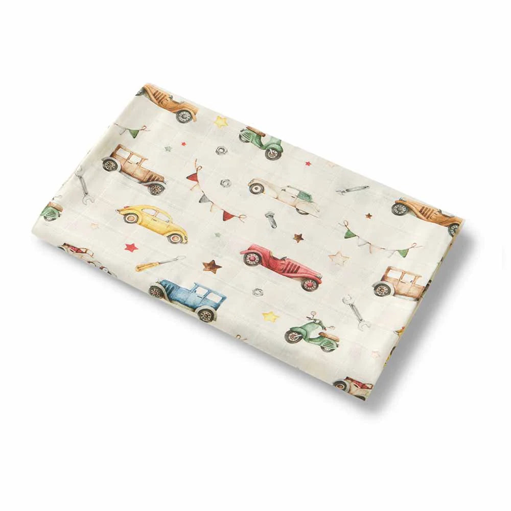 Vintage Cars Organic Muslin Wrap