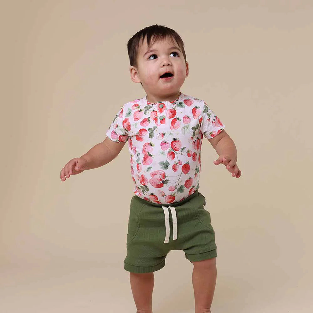Strawberry Short Sleeve Organic Bodysuit
