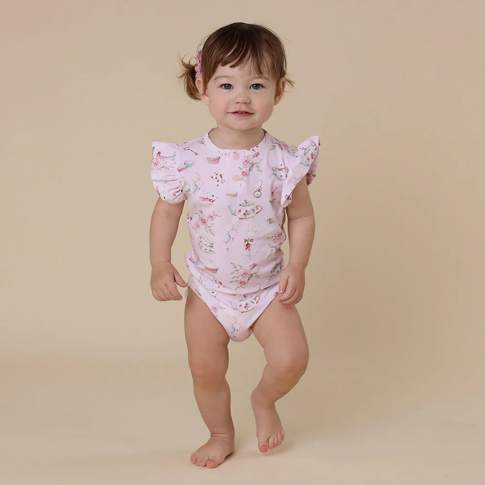 Alice’s Tea Party Short Sleeve Organic Bodysuit