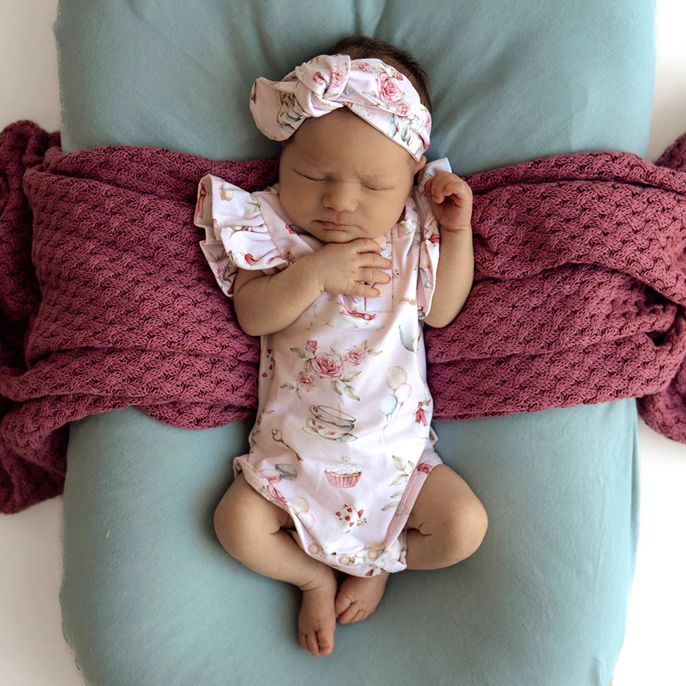 Alice’s Tea Party Short Sleeve Organic Bodysuit