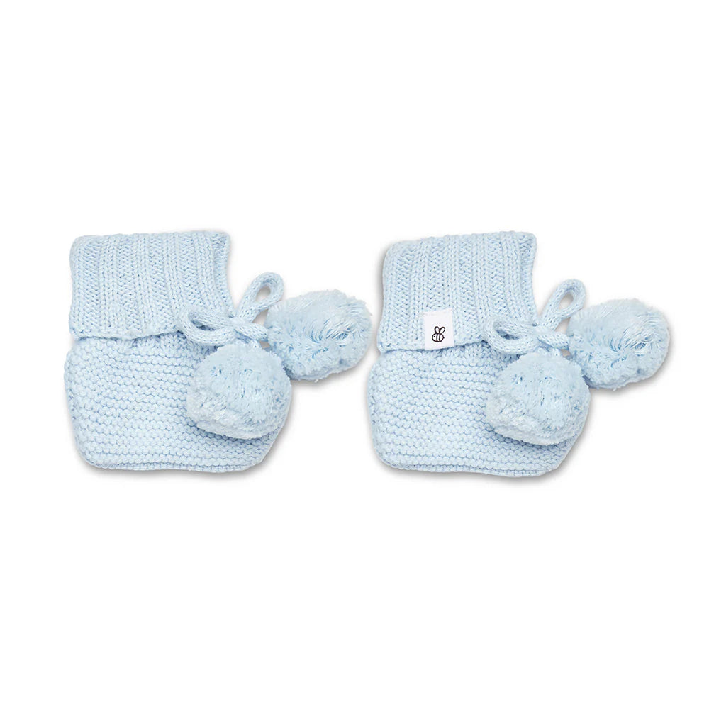 Baby Blue Organic Cotton Knit Booties