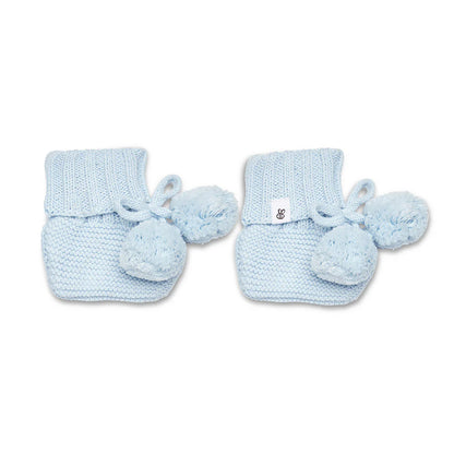Baby Blue Organic Cotton Knit Booties