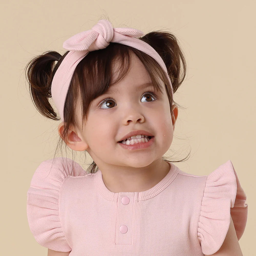 Baby Pink Ribbed Organic Topknot