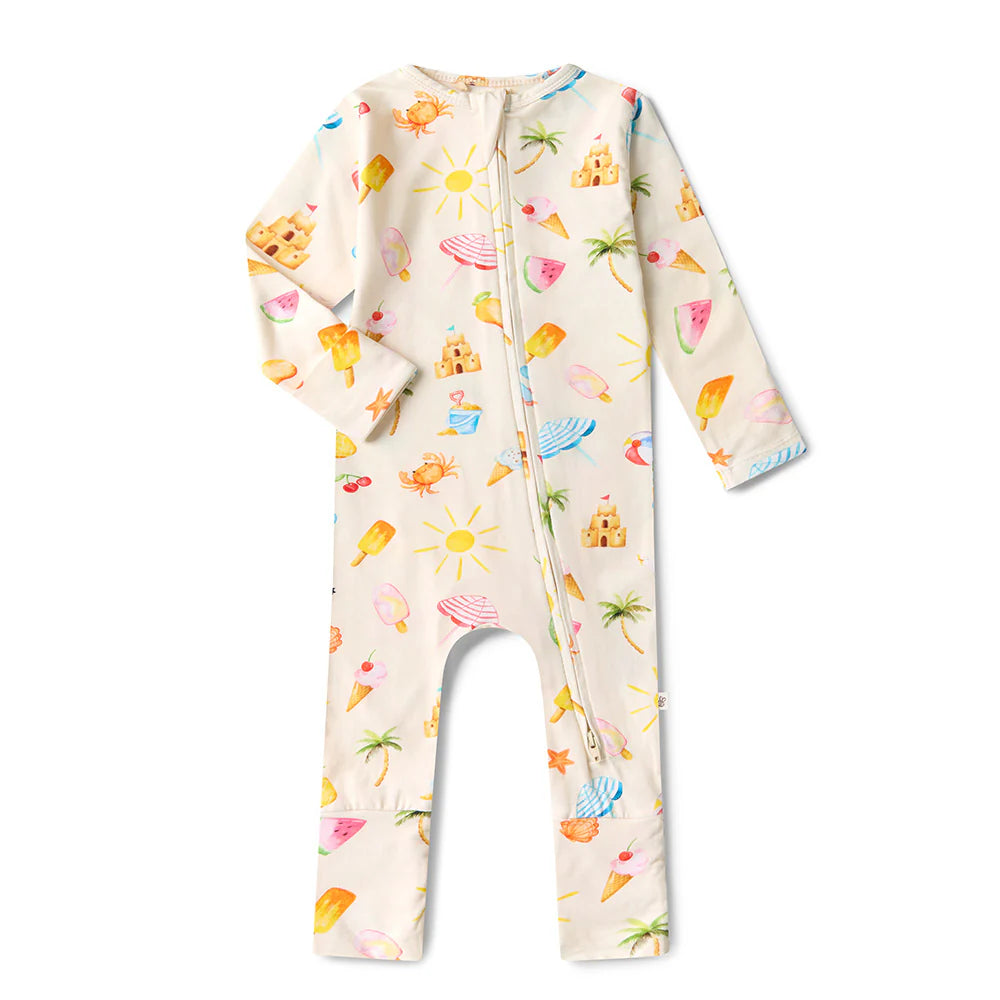 Beach Fun Organic Snugglesuit Convertible Romper