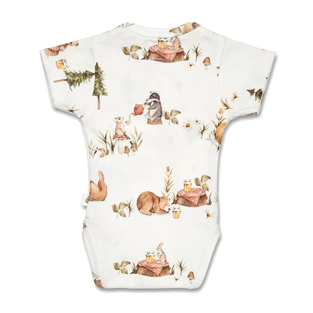 Bears Short Sleeve Organic Kimono Bodysuit
