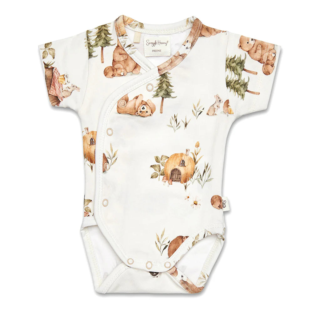 Bears Short Sleeve Organic Kimono Bodysuit
