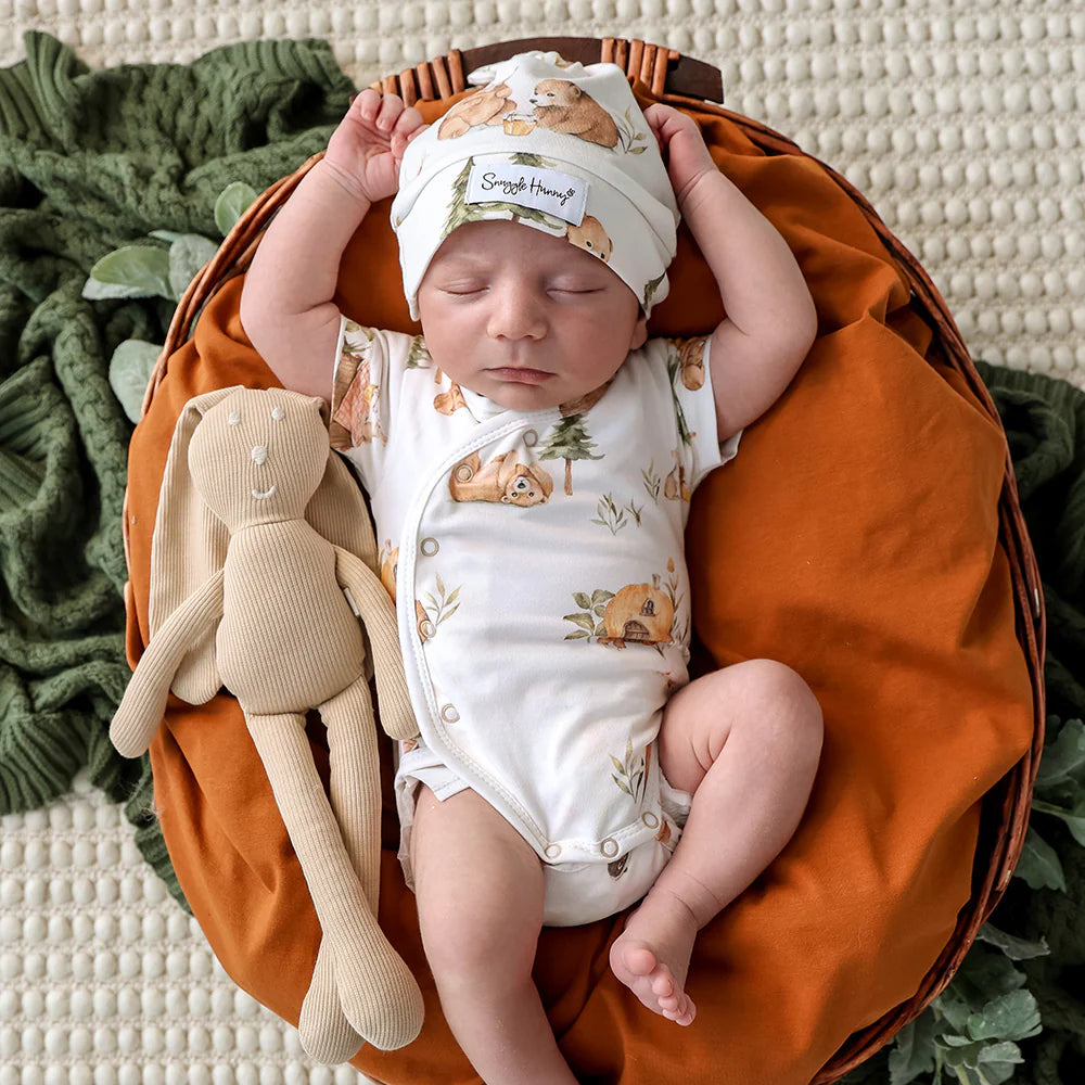 Bears Short Sleeve Organic Kimono Bodysuit