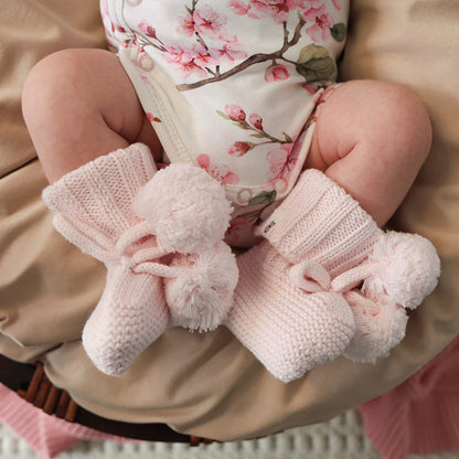 Blush Pink Organic Cotton Knit Booties