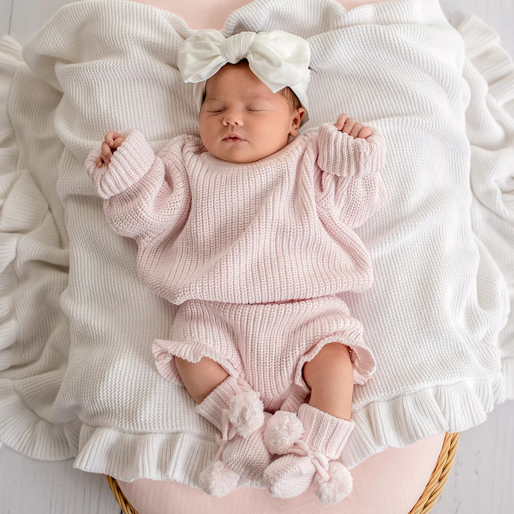 Blush Pink Organic Cotton Knit Booties