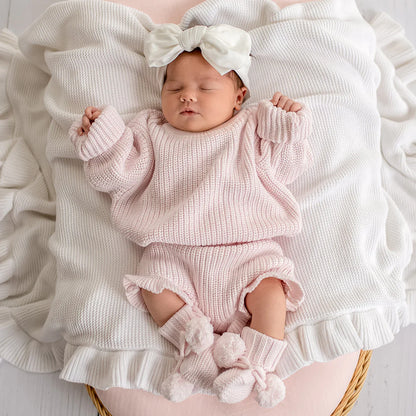 Blush Pink Organic Cotton Knit Booties