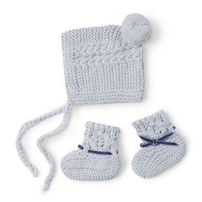Blue Merino Wool Bonnet &amp; Booties