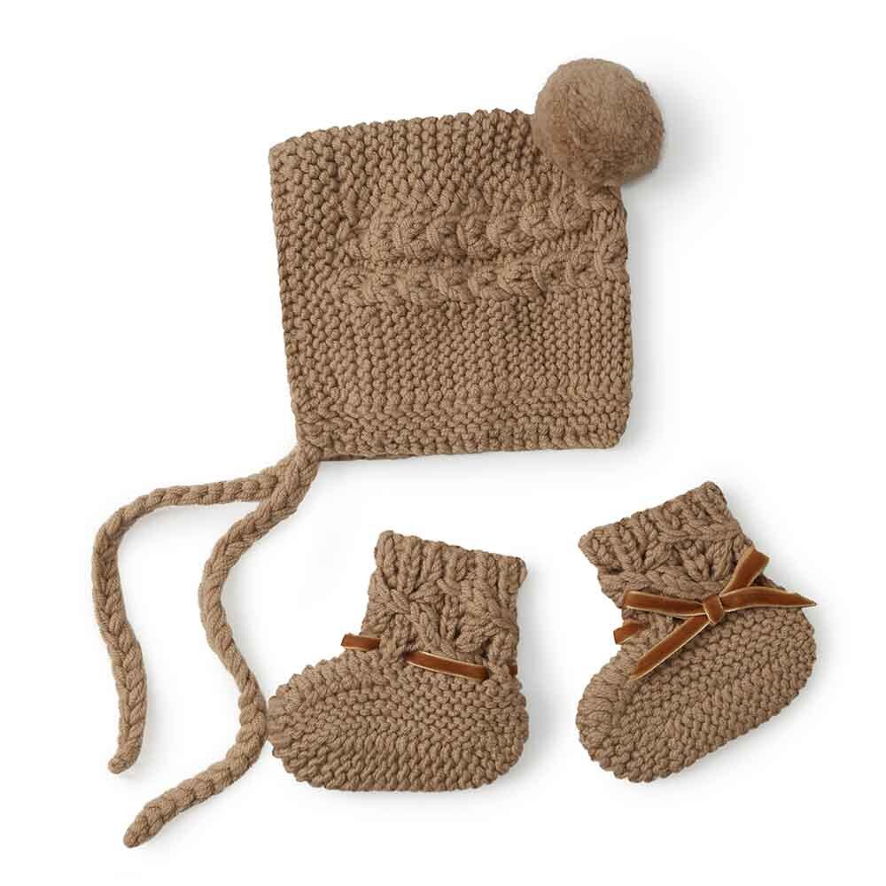 Fawn Merino Wool Bonnet &amp; Booties