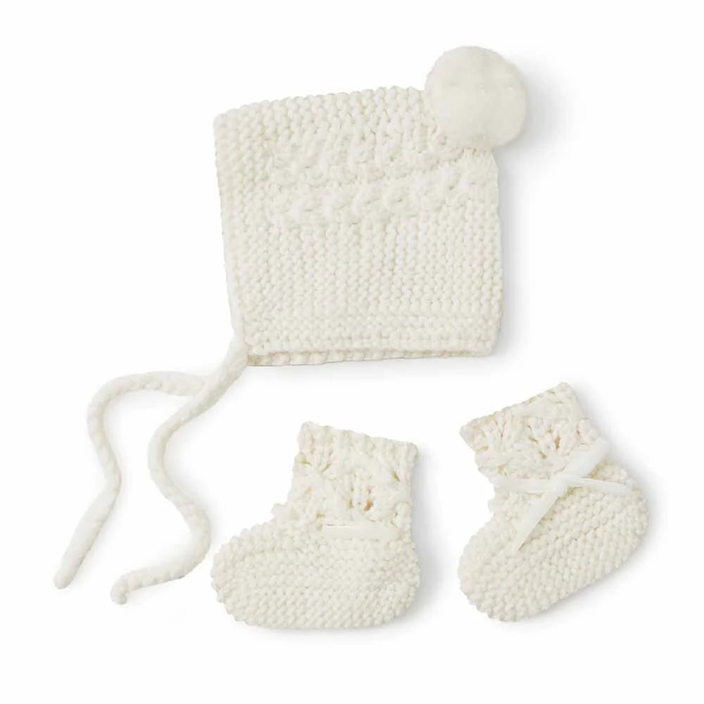 Ivory Merino Wool Bonnet &amp; Booties