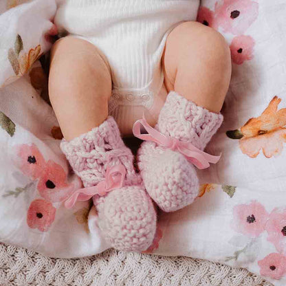 Pink Merino Wool Bonnet &amp; Booties