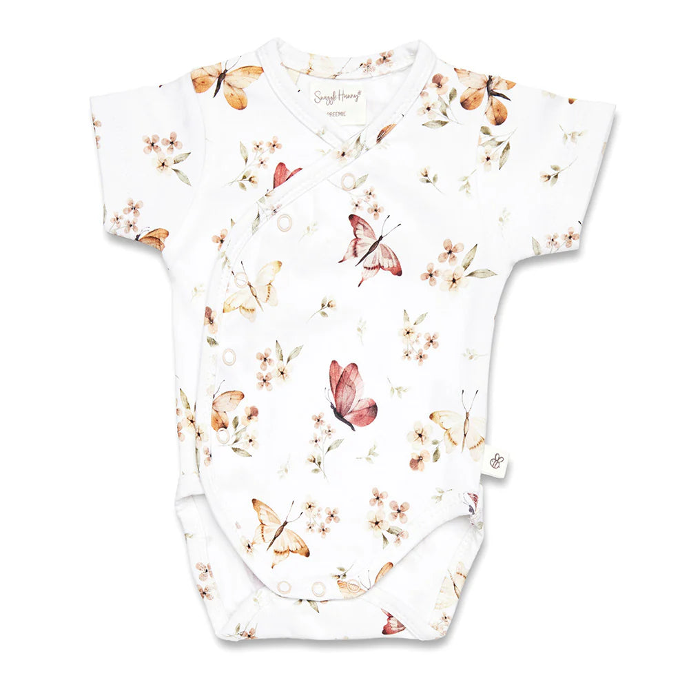 Butterfly Short Sleeve Organic Kimono Bodysuit