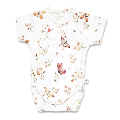 Butterfly Short Sleeve Organic Kimono Bodysuit