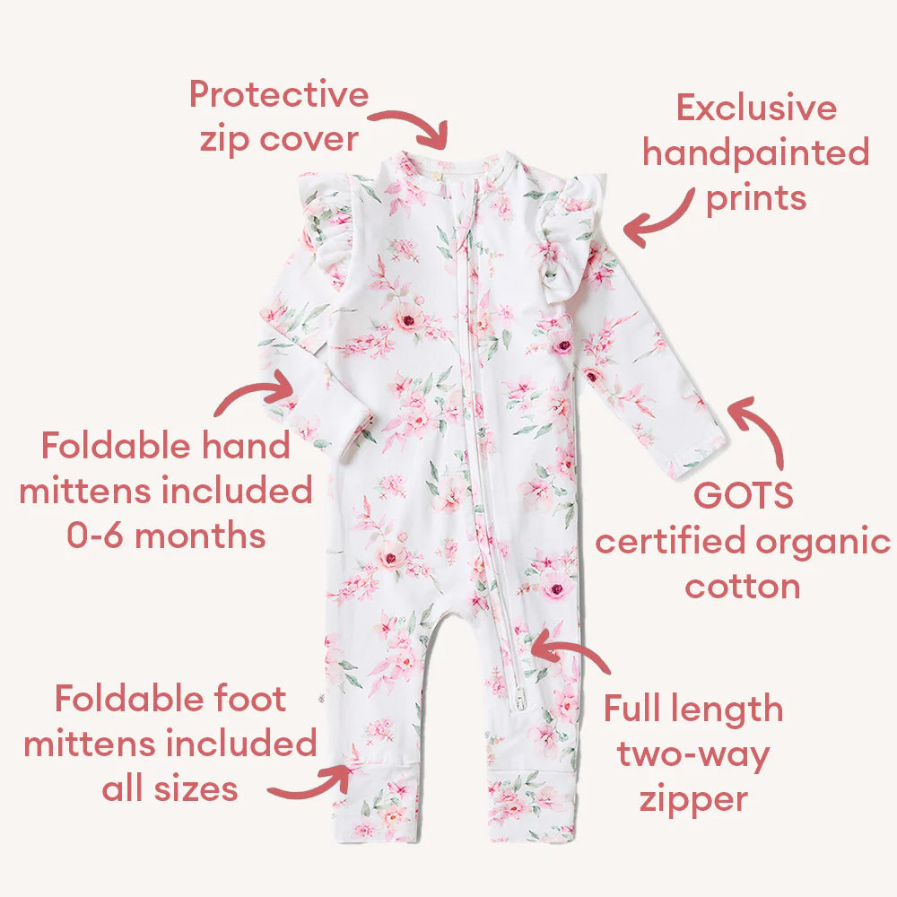 Camille Organic Snugglesuit Convertible Romper with Frill