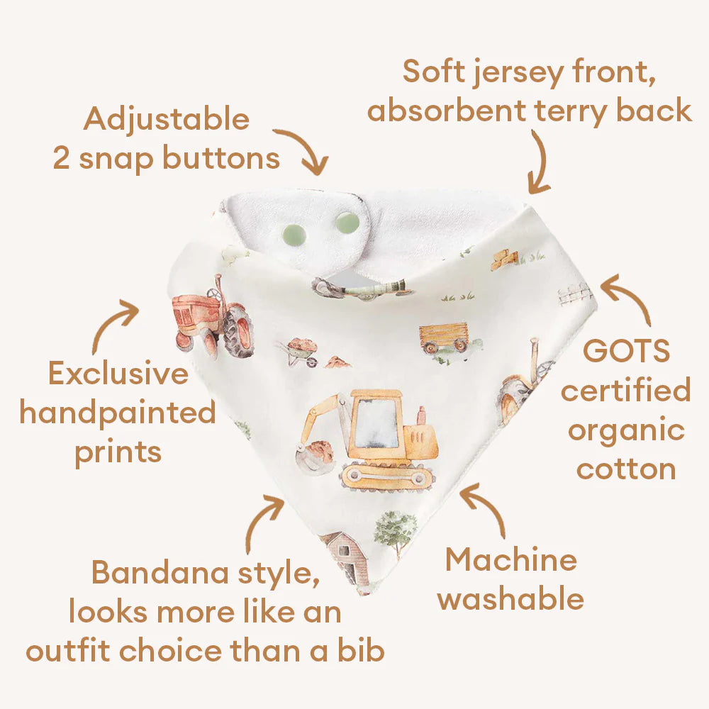 Diggers &amp; Tractors Organic Dribble Bib