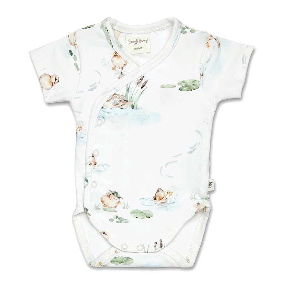 Duck Pond Short Sleeve Organic Kimono Bodysuit