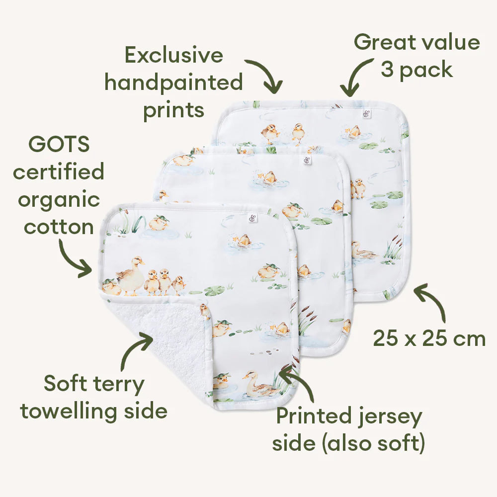 Duck Pond Organic Wash Cloths - 3 Pack
