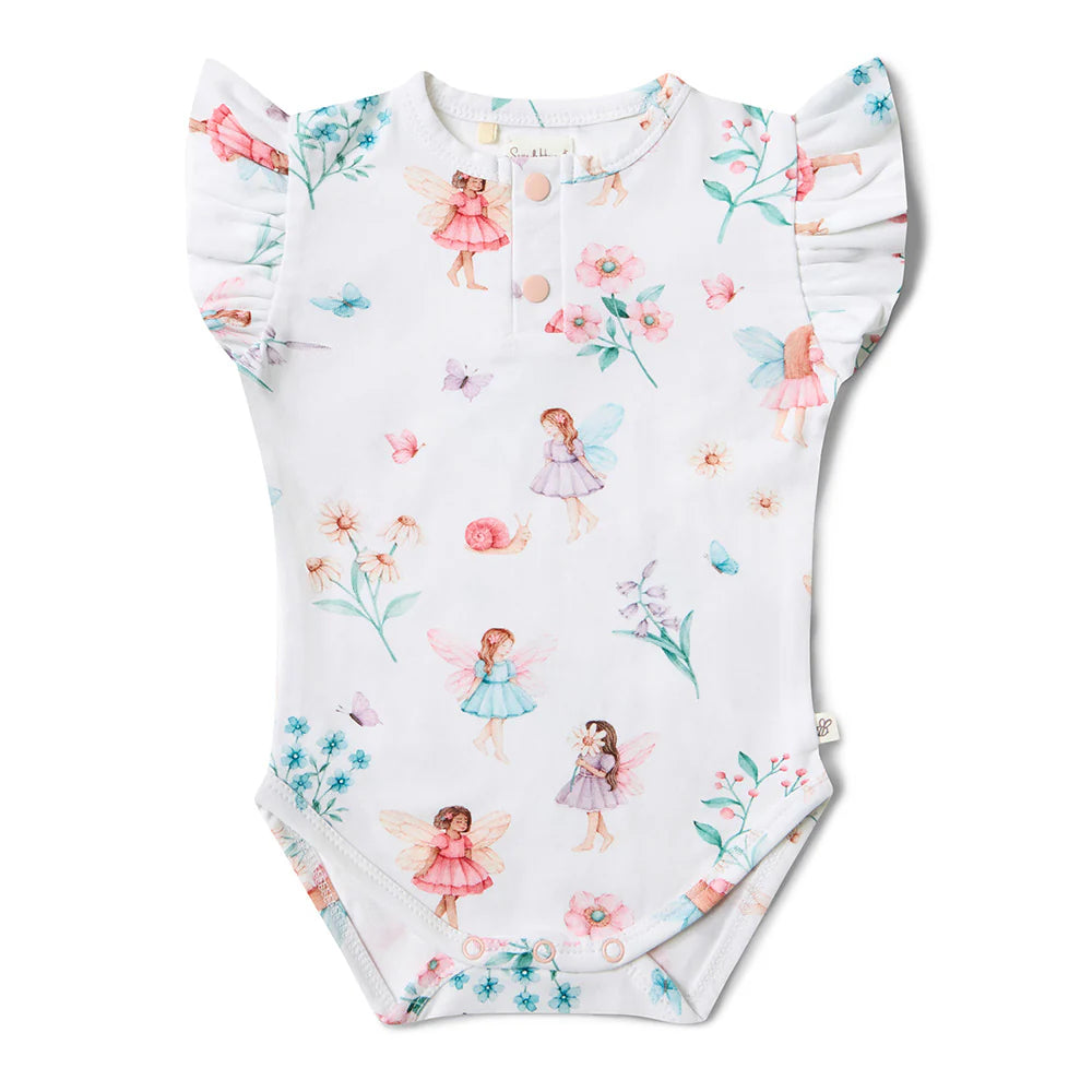 Fairy Garden Short Sleeve Organic Bodysuit with Frill