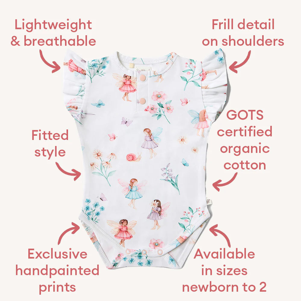 Fairy Garden Short Sleeve Organic Bodysuit with Frill