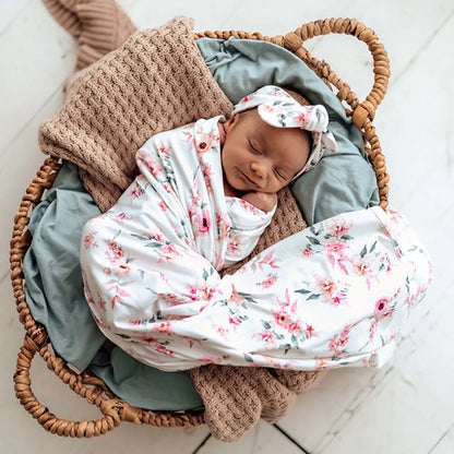 Camille Organic Jersey Wrap &amp; Topknot Set