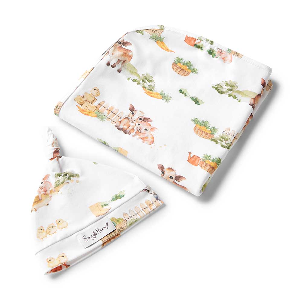 Farm Organic Jersey Wrap &amp; Beanie Set