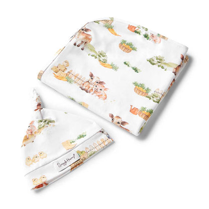 Farm Organic Jersey Wrap &amp; Beanie Set