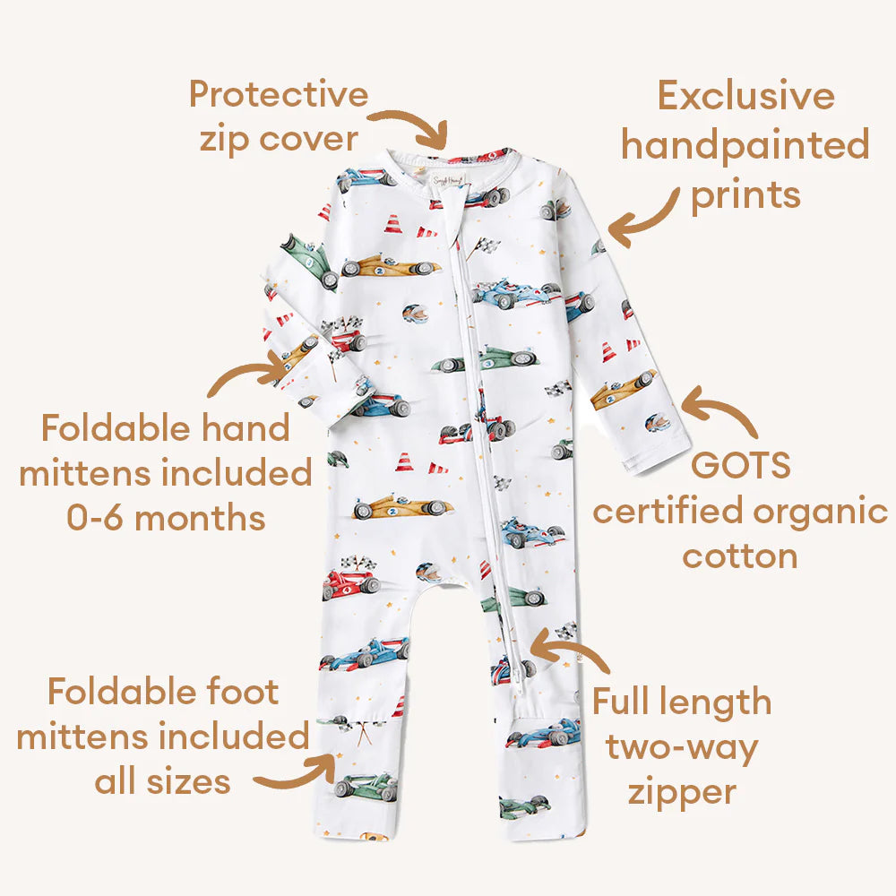 Little Racers Organic Snugglesuit Convertible Romper