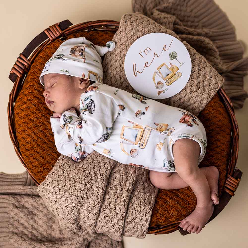 Diggers &amp; Tractors Long Sleeve Organic Bodysuit