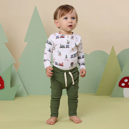 Trains Long Sleeve Organic Bodysuit